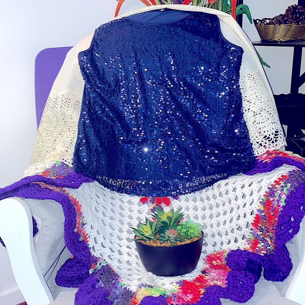 Navy Blue sequin top for plus size 16to18 XL